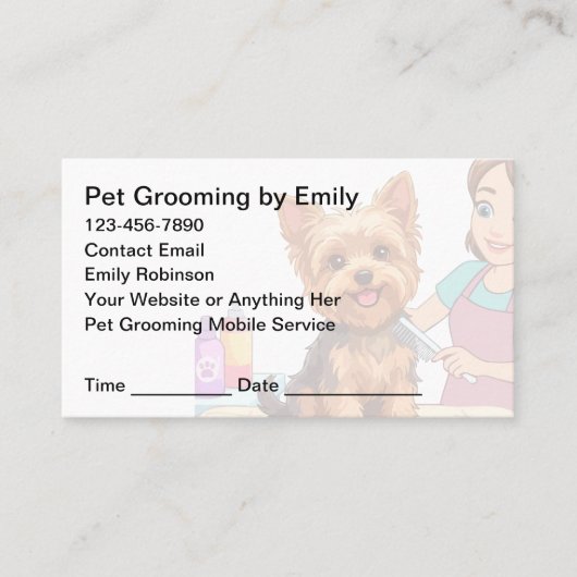 Pet Grooming Appointment Cards Design Template Afsprakenkaartje (Voorkant)