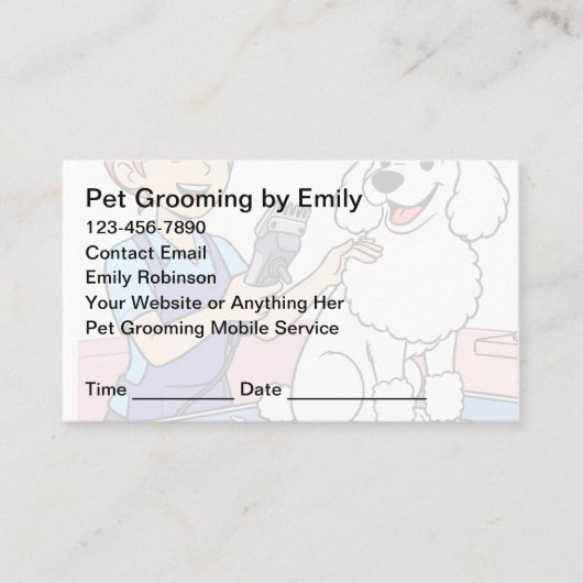 Pet Grooming Appointment Cards Design Template Afsprakenkaartje (Voorkant)