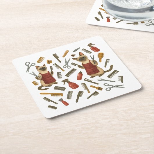 Pet grooming hairdresser for cat lovers kartonnen onderzetters (Schuin)