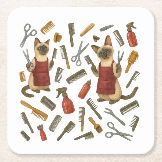 Pet grooming hairdresser for cat lovers kartonnen onderzetters (Voorkant)