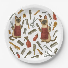 Pet grooming hairdresser for cat lovers papieren bordje