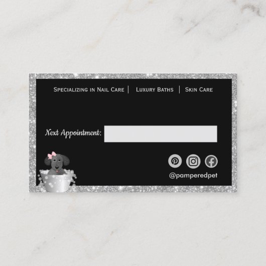 Pet Grooming Hond Glitter Business Afsprakenkaartje (Achterkant)