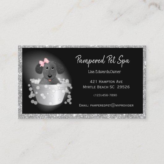Pet Grooming Hond Glitter Business Afsprakenkaartje (Voorkant)