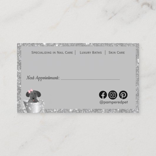 Pet Grooming Hond Glitter Business Afsprakenkaartje (Achterkant)