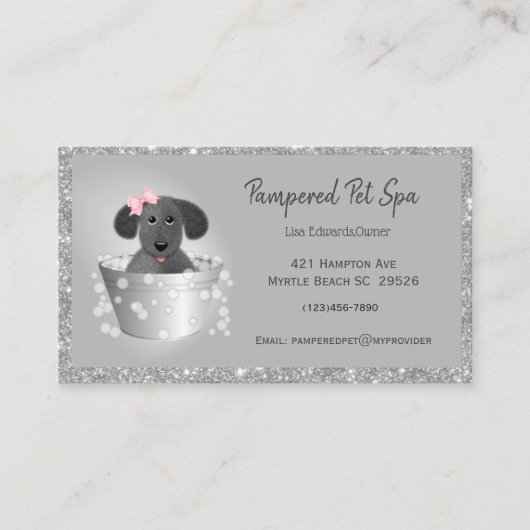 Pet Grooming Hond Glitter Business Afsprakenkaartje (Voorkant)