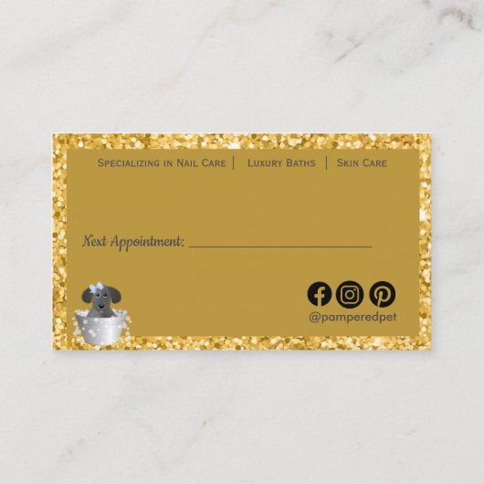 Pet Grooming Hond Glitter Business Afsprakenkaartje (Achterkant)