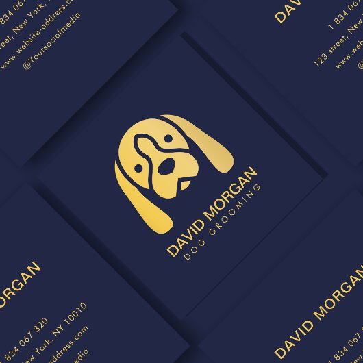 Pet Grooming Luxe Gouden Hond Logo Vierkante Visitekaartje