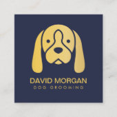 Pet Grooming Luxe Gouden Hond Logo Vierkante Visitekaartje (Voorkant)
