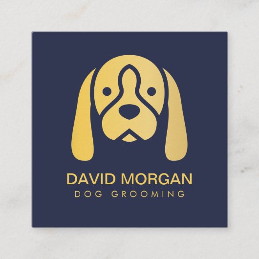 Pet Grooming Luxe Gouden Hond Logo Vierkante Visitekaartje (Voorkant)