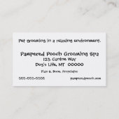 Pet Grooming of Pet Spa Visitekaartje (Achterkant)
