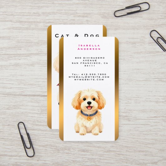 Pet Grooming Personalized Luxury Trendy Collection Visitekaartje (Voorkant / Achterkant in situ)