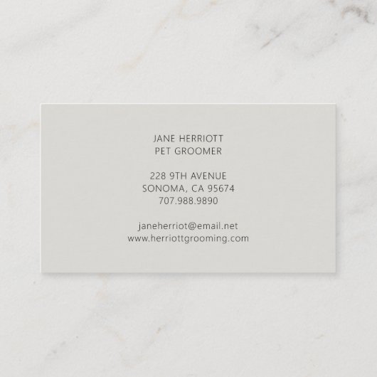 Pet Grooming Pet Spa Visitekaartje (Achterkant)