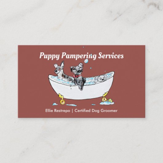 Pet Grooming Puppy Dogs in een Bath Appointcard Afsprakenkaartje (Voorkant)