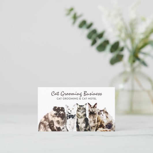 Pet Grooming Salon Spa Cats Visitekaartje (Staand voorkant)