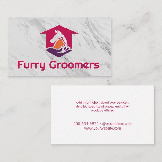 Pet Grooming | Scissors | Cute Dog Cat Visitekaartje (Voorkant / Achterkant)