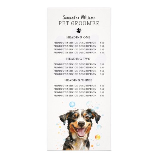 Pet Grooming Service Prijs QR Code Reclamekaart (Voorkant)