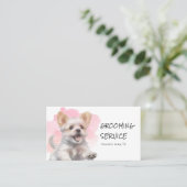 Pet Grooming Service - Roze Waterverf Hond Visitekaartje (Staand voorkant)