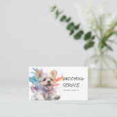 Pet Grooming Service - Waterverf hondenontwerp Visitekaartje (Staand voorkant)