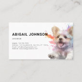 Pet Grooming Service - Waterverf hondenontwerp Visitekaartje (Achterkant)
