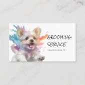Pet Grooming Service - Waterverf hondenontwerp Visitekaartje (Voorkant)