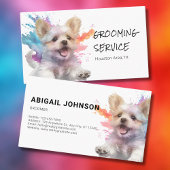 Pet Grooming Service - Waterverf hondenontwerp Visitekaartje