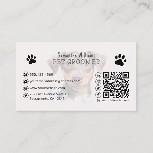 Pet Grooming Services QR-code Visitekaartje (Achterkant)