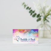 Pet Grooming Services - Waterverf kunst Visitekaartje (Staand voorkant)