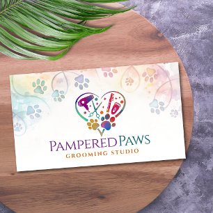 Pet Grooming Services - Waterverf kunst Visitekaartje