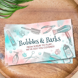 Pet Grooming Services - Waterverf kunst Visitekaartje