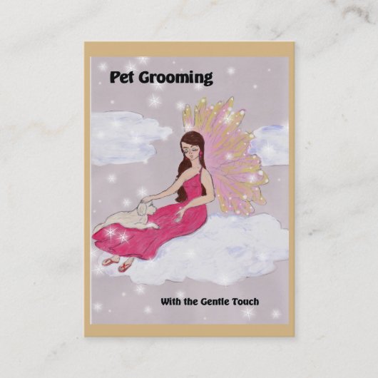Pet Grooming Visitekaartje met Dog en Angel (Voorkant)