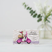 Pet Grooming Visitekaartje Zebra Scooter Cupcakes (Staand voorkant)
