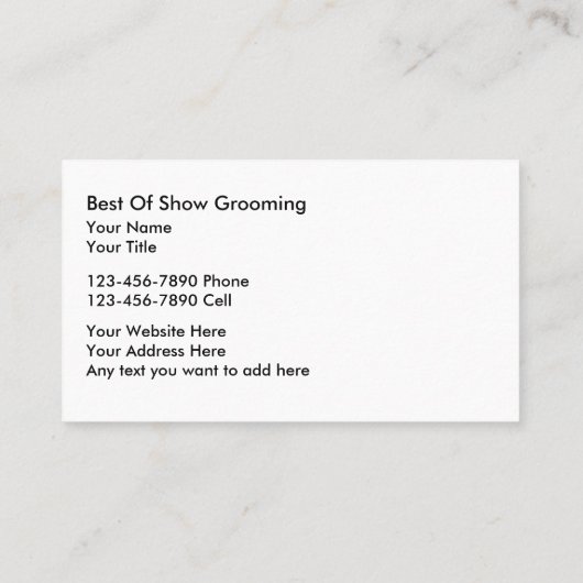 Pet Grooming Visitekaartjes (Achterkant)