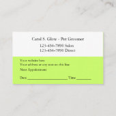 Pet Grooming Visitekaartjes Afsprakenkaartje (Achterkant)