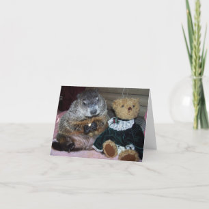 Pet Groundhog Maude met haar Teddy Note Card Kaart
