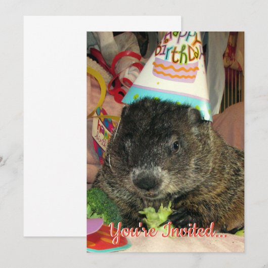 Pet Groundhog Moses Verjaardagsuitnodiging Kaart (Voorkant / Achterkant)