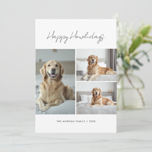Pet Happy Howholidays Hond Kerstgroeten Foto Feestdagenkaart (Staand voorkant)