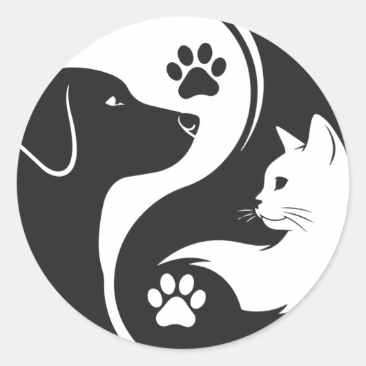 Pet Harmony Yin Yang Vinyl Sticker - Hond en Kat (Voorkant)