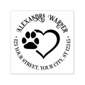 Pet Heart Paw Print Naam Retouradres Zelfinktende Stempel (Design)