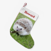 Pet Hedgehog Lover Eigenaar Foto & Naam Gepersonal Kleine Kerstsok (Voorkant (Hangend))