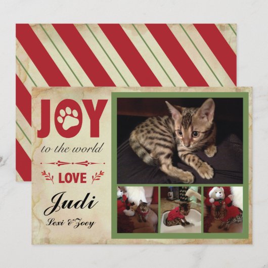 Pet Holiday Kaart - Kerststrepen (Voorkant / Achterkant)