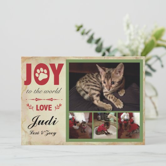 Pet Holiday Kaart - Kerststrepen (Staand voorkant)