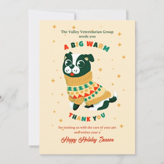 Pet Holiday Thank You Greeting Card Bedankkaart (Voorkant)