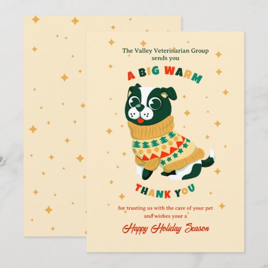 Pet Holiday Thank You Greeting Card Bedankkaart (Voorkant / Achterkant)