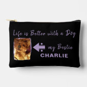 Pet hond foto naam initialen zwart paarse etui (Voorkant)