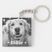 Pet hond kat naam harten twee foto's sleutelhanger (Achterkant)