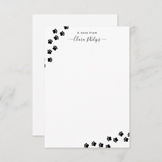 Pet-hondpaw-kaartje met naam bedankkaart (Voorkant / Achterkant)