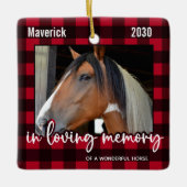 Pet Horse Memorial Red Pset Loving Memory Foto Keramisch Ornament (Voorkant)