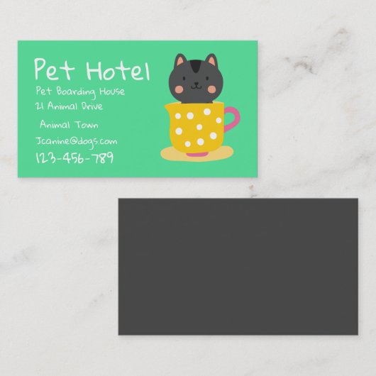 Pet Hotel boarding kennel professional Visitekaartje (Voorkant / Achterkant)