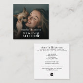 Pet & House Sitter Professional Photo Custom Vierkante Visitekaartje (Voorkant / Achterkant)