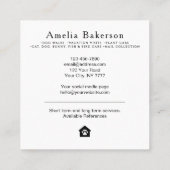 Pet & House Sitter Professional Photo Custom Vierkante Visitekaartje (Achterkant)